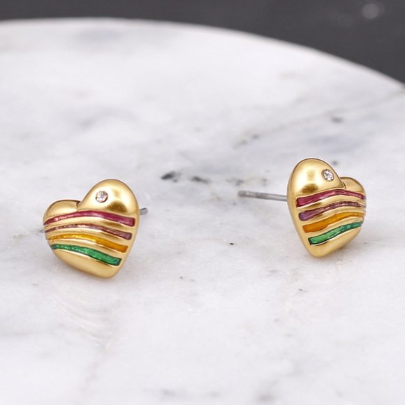 Coach Rainbow Heart Stud Earrings - Picture 3 of 3